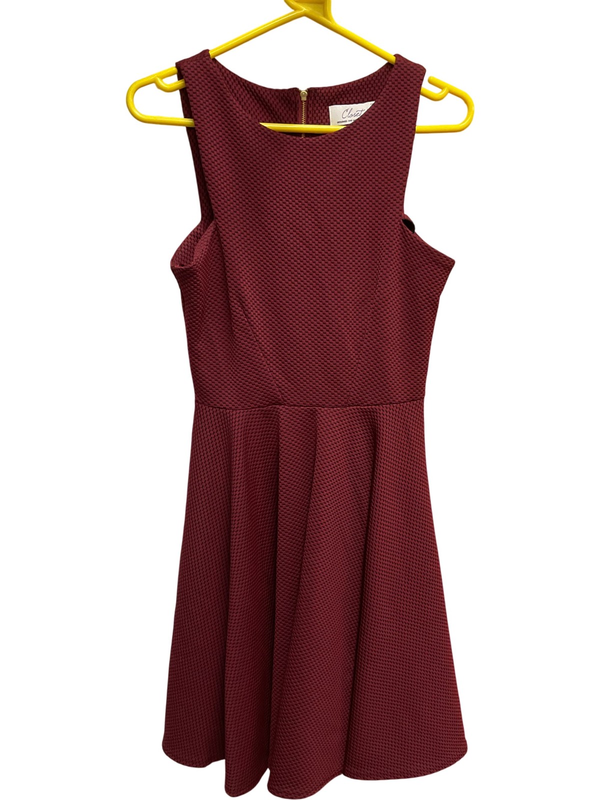 Closet Sleeveless Skater Dress Red Textured Polyester Elastane Size 12