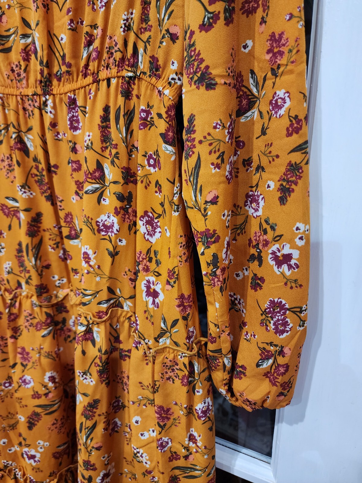 🌼🌷🪻Indigo Soul Peasant Dress Womens Yellow Flowers Size Medium NWT🪻🌷🌼