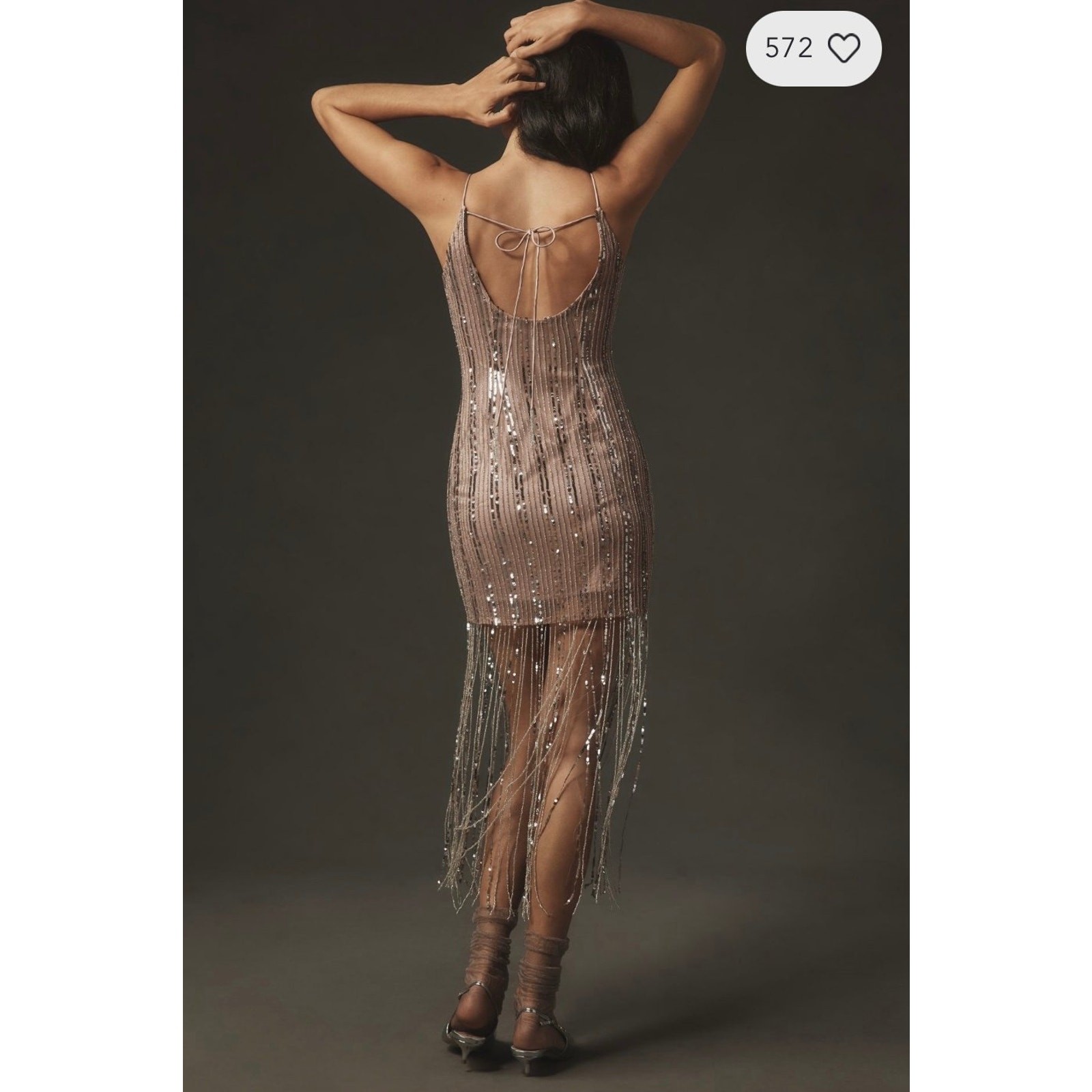 NWT❤️Anthro MAEVE SEQUIN STRAPPY BEADED-FRINGE MINI DRESS sz10