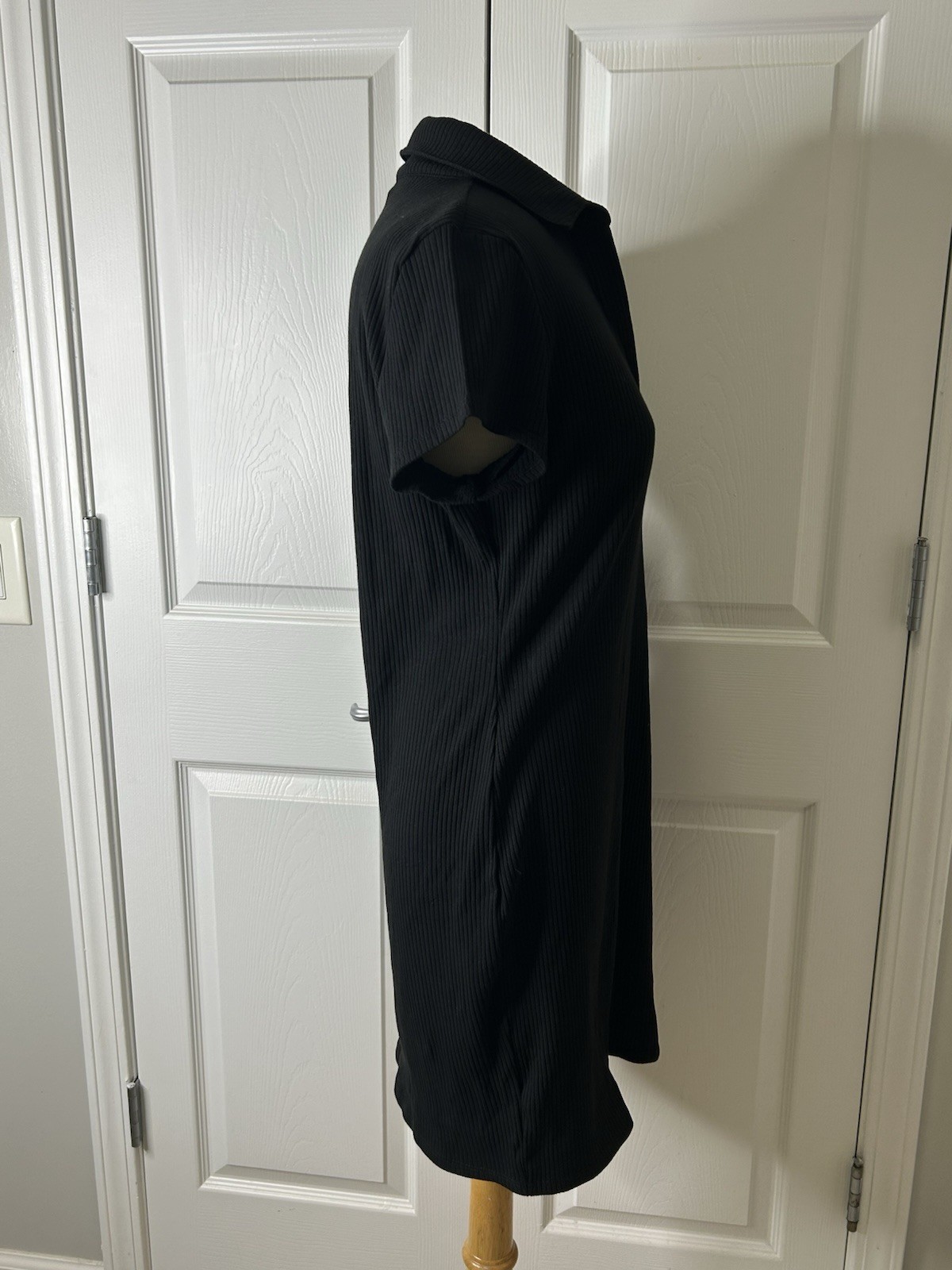 No Boundaries Black Ribbed Knit Collared Polo T-Shirt Dress Short Sleeve L