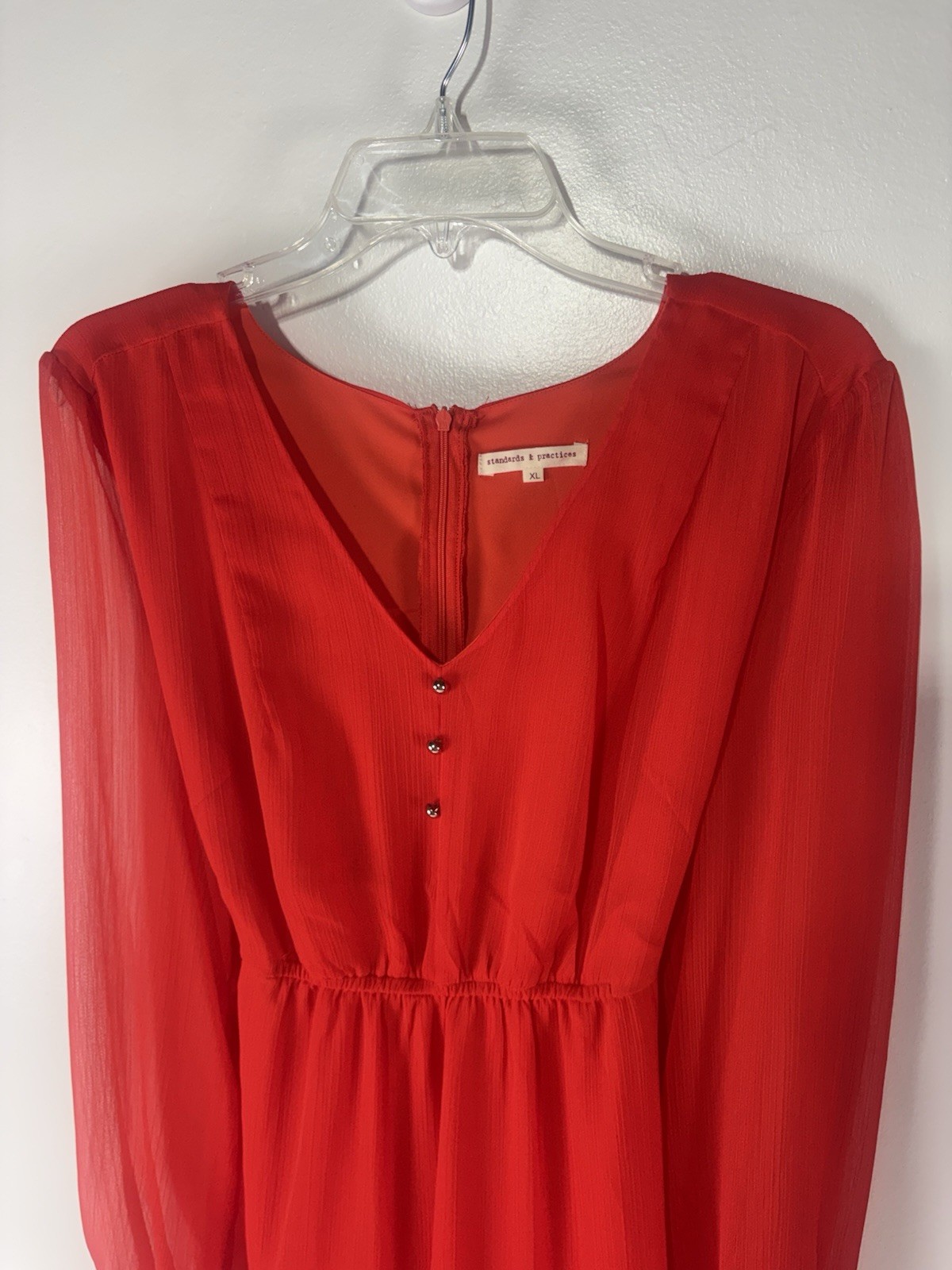 Standards & Practices Orange Sheer/Lined At Knee Dress Womens Size XL