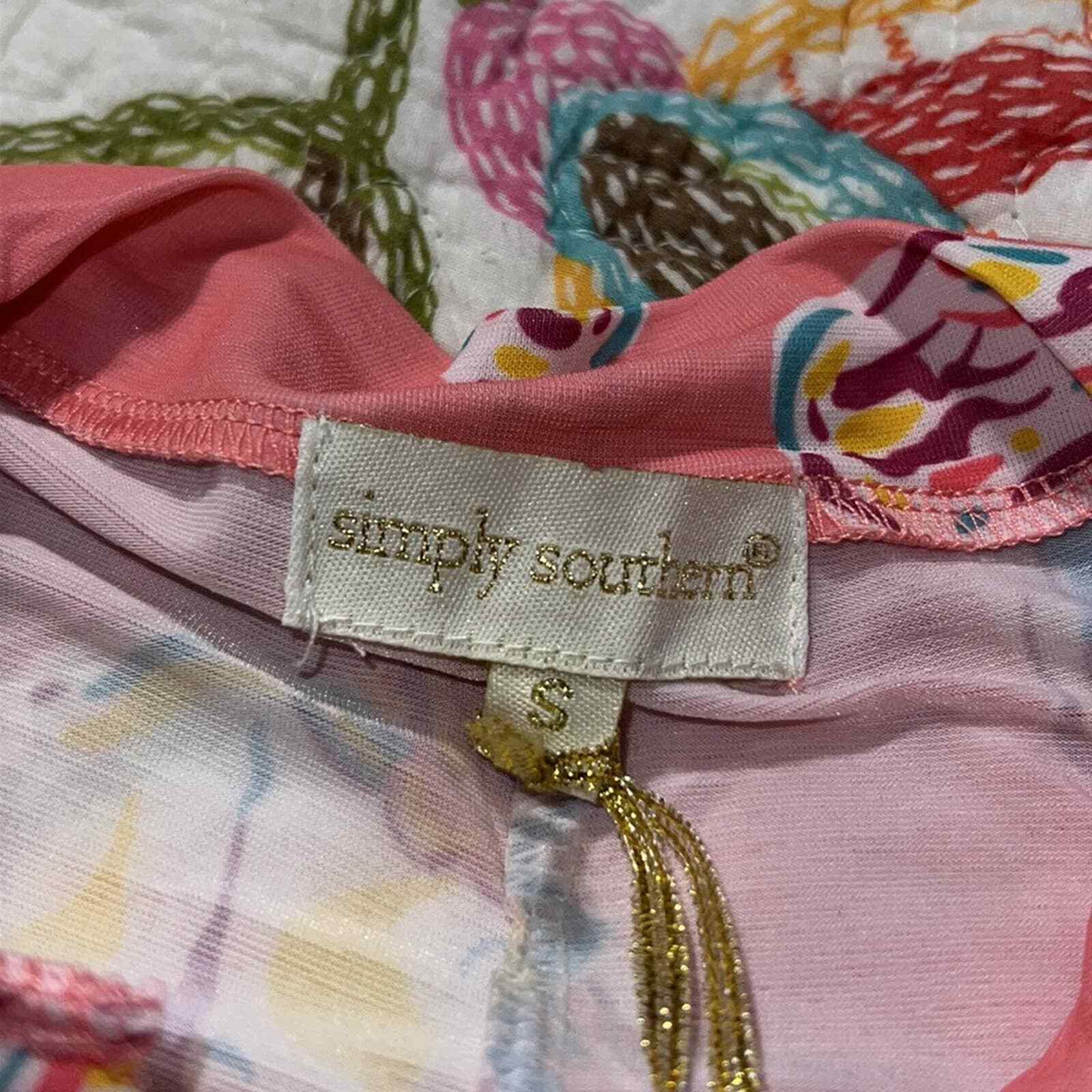 Simply Southern small sleeveless trapeze dress pink cow skulls purple tassels