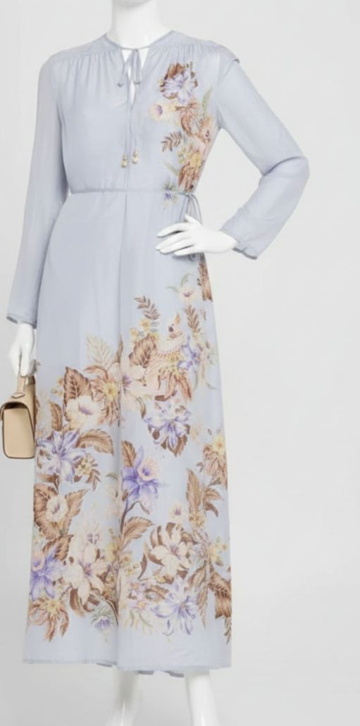 Zimmermann Women’s Blue Coco Billow Silk Maxi Dress Size US 4