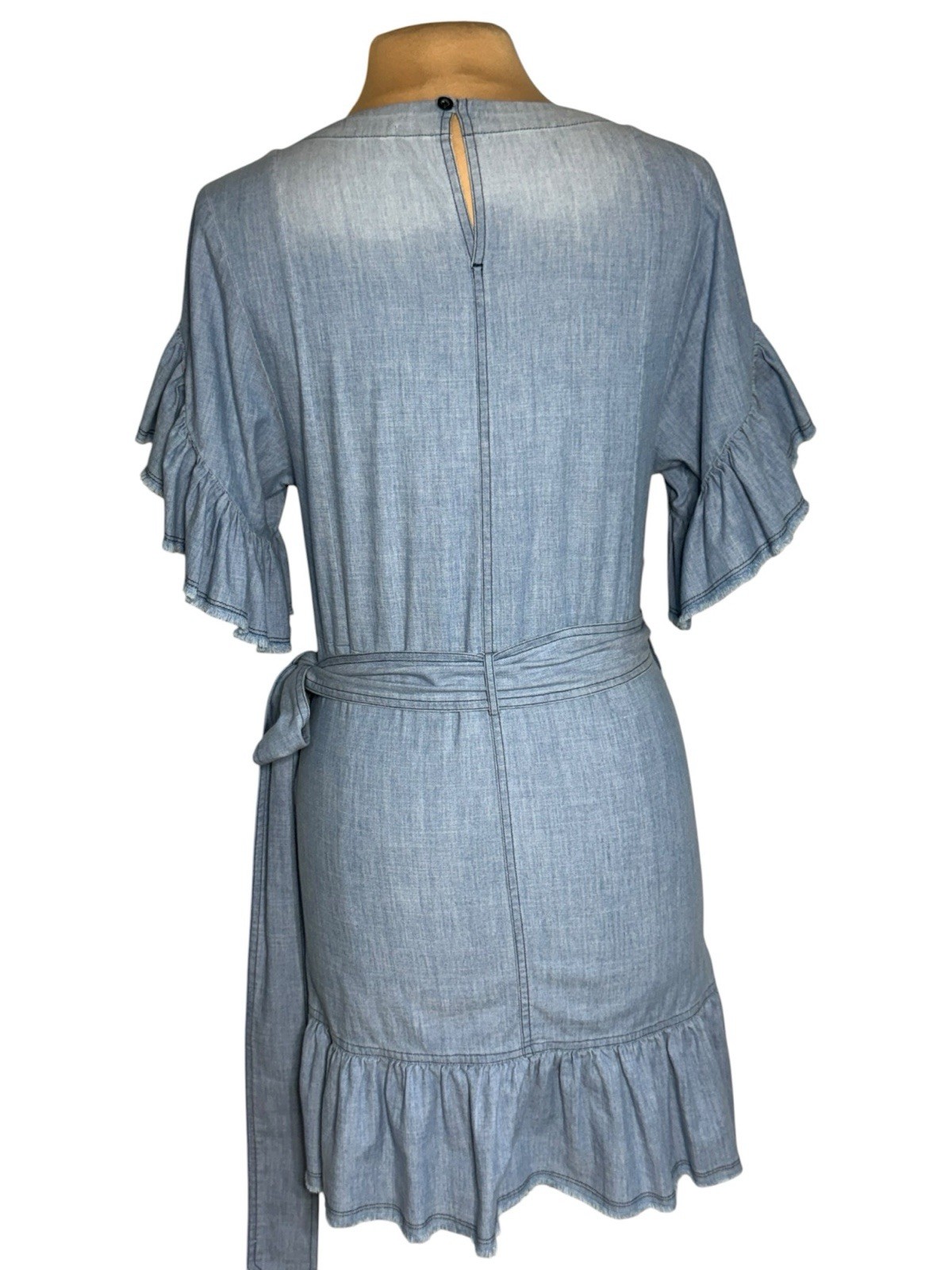 Isabel Marant Étoile Lelicia Chambray Ruffle Wrap Dress NWOT Size 36 / US 4 / S