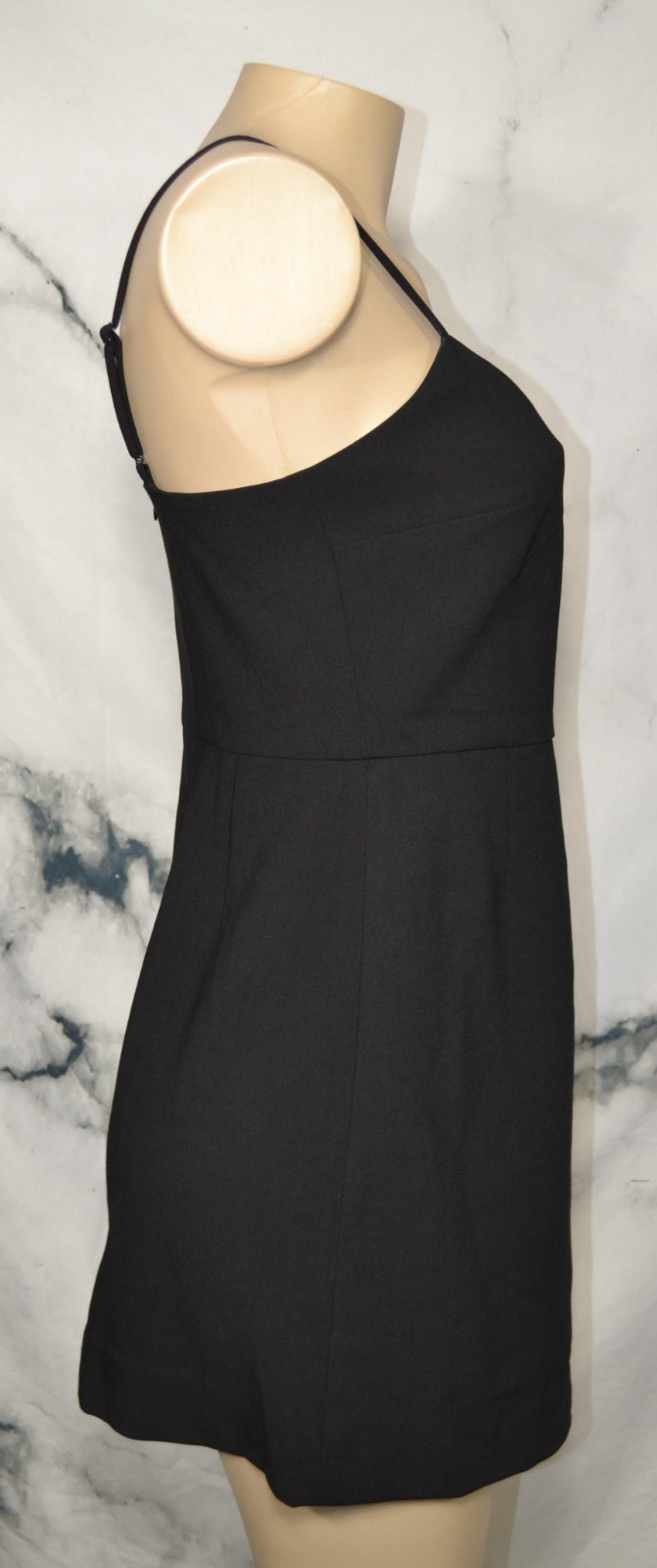 FRENCH CONNECTION NEW NWT Black Whisper V Neck Dress 6 Envelope Skirt Adj Straps