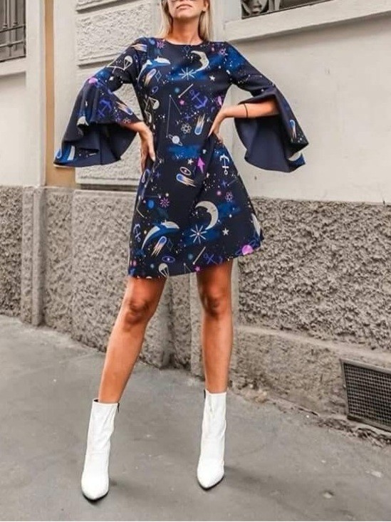 NWT Aniye By Celestial Sun Moon Shift Mini Dress Hippie Sz L