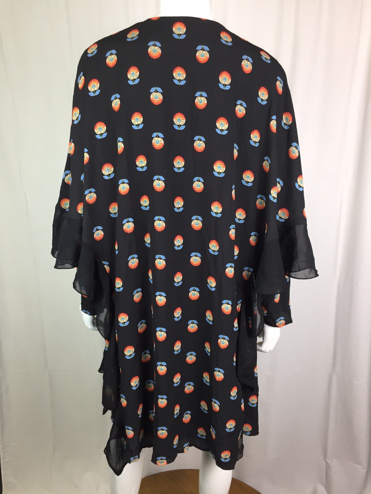 NWT $180 Refka 38 Black Floral Boho Ruffle Oversize Shirt Dress Anthropologie M