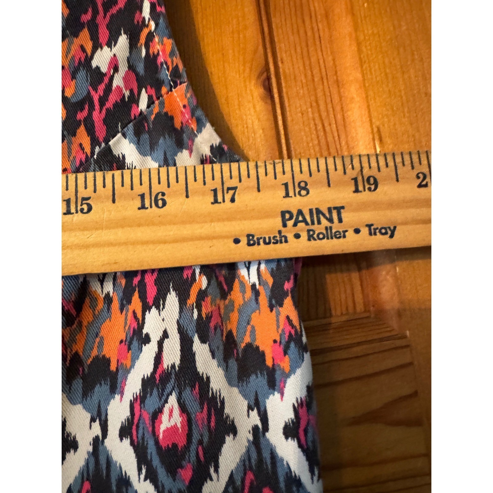 KAVU Sleeveless Ikat Diamond Print Shift Dress Blue Pink Orange Size M Pocket