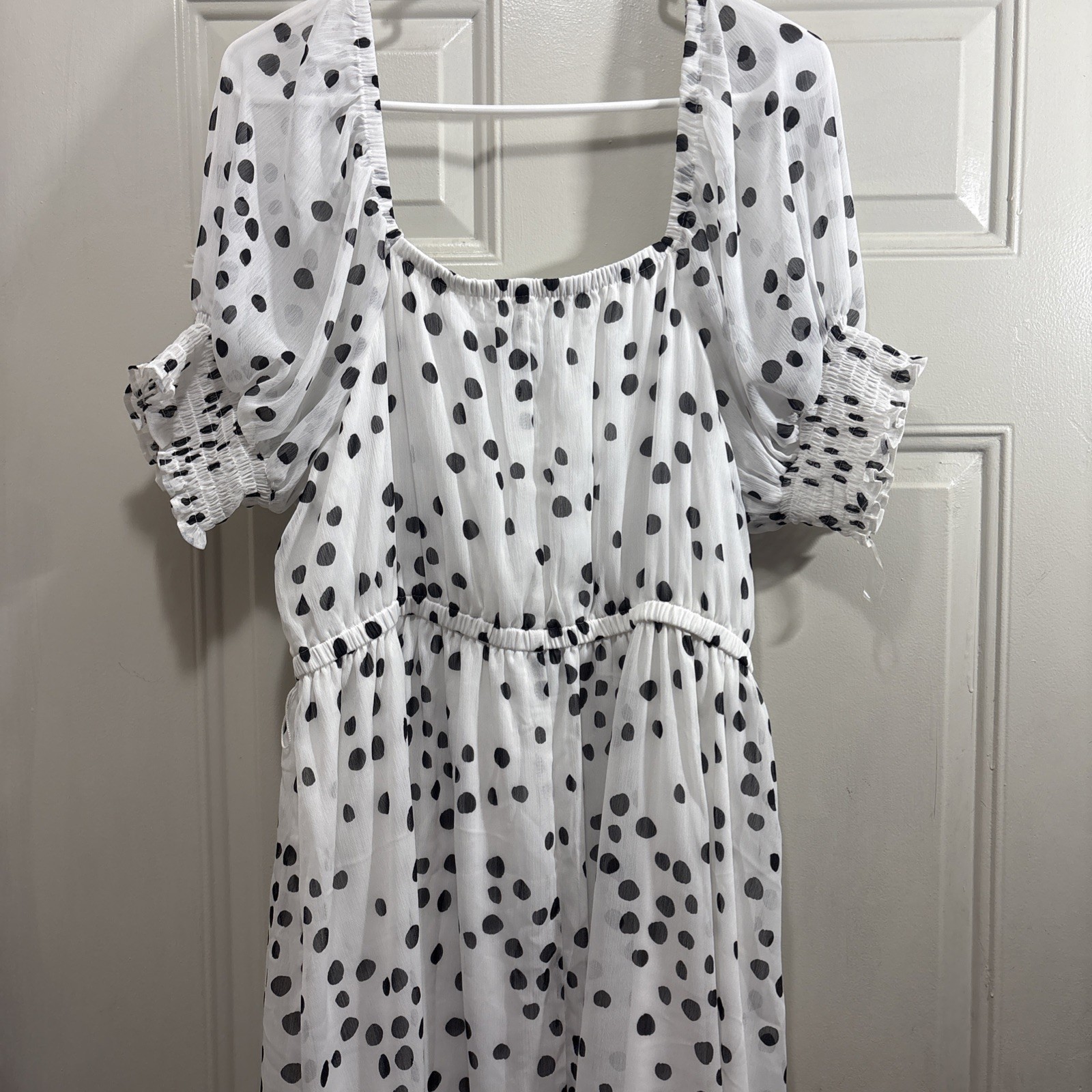 Lane Bryant Smocked Cuff-Sleeve Square-Neck Fit & Flare Dress Size 16 NWT
