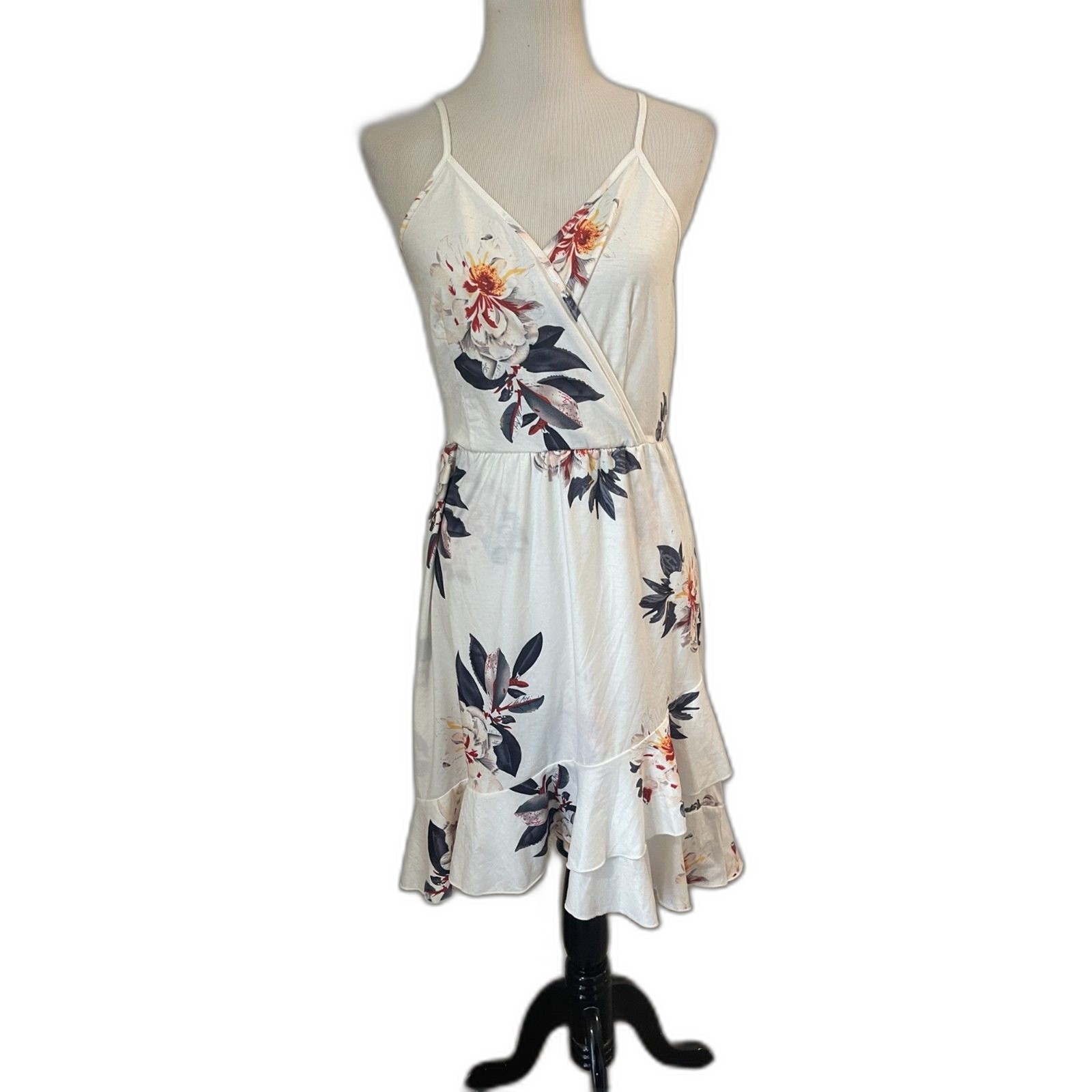 New Ultranice Cotton Spandex Summer Dress White Floral Spaghetti Straps Size M