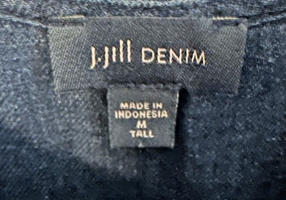 J. Jill Denim Blue Linen Cotton Sleeveless Midi Shift Dress Tall Medium