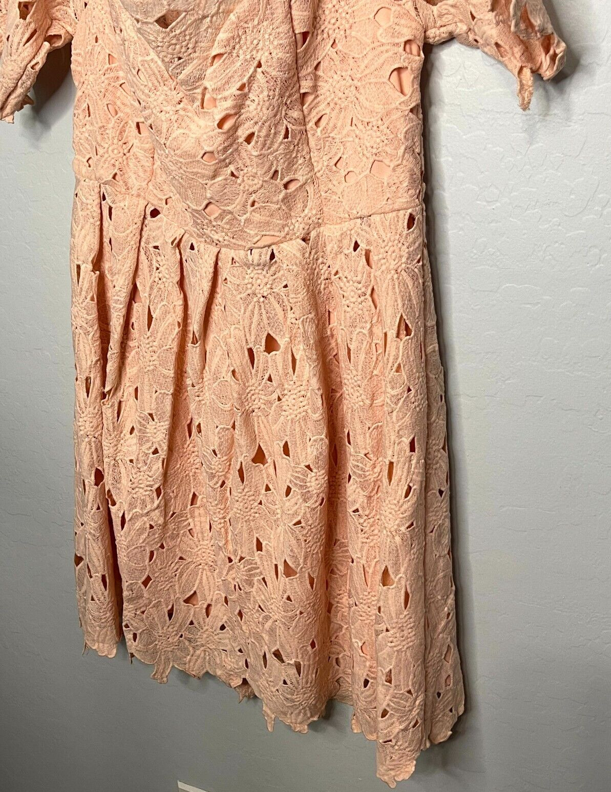 BOOHOO Botique Off Shoulder Lace Blush Skater Dress Size 14 NWT