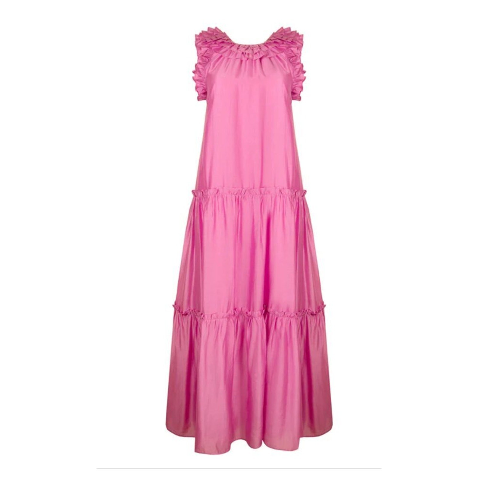 HUNTER BELL Sz S Small Davey Dress Magenta Pink Purple Maxi Ruffle