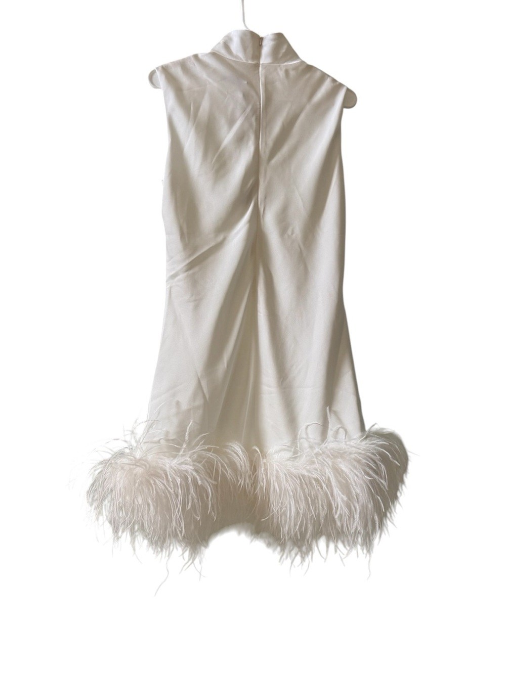 🆕 16ARLINGTON Umiko Feather Trim Mini Dress in Ivory Sz 10 US