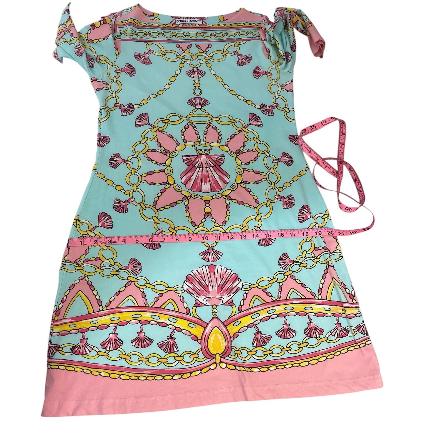 Barbara Gerwit Printed Dress Shells Chains Resort Wear Coastal Women’s Sz Medium