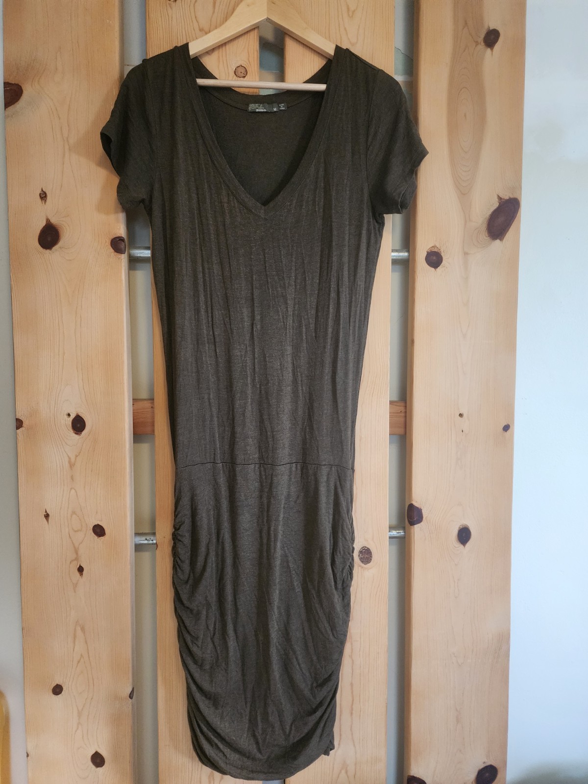 Prana Women’s M Olive Short-Sleeve Jersey Midi Dress