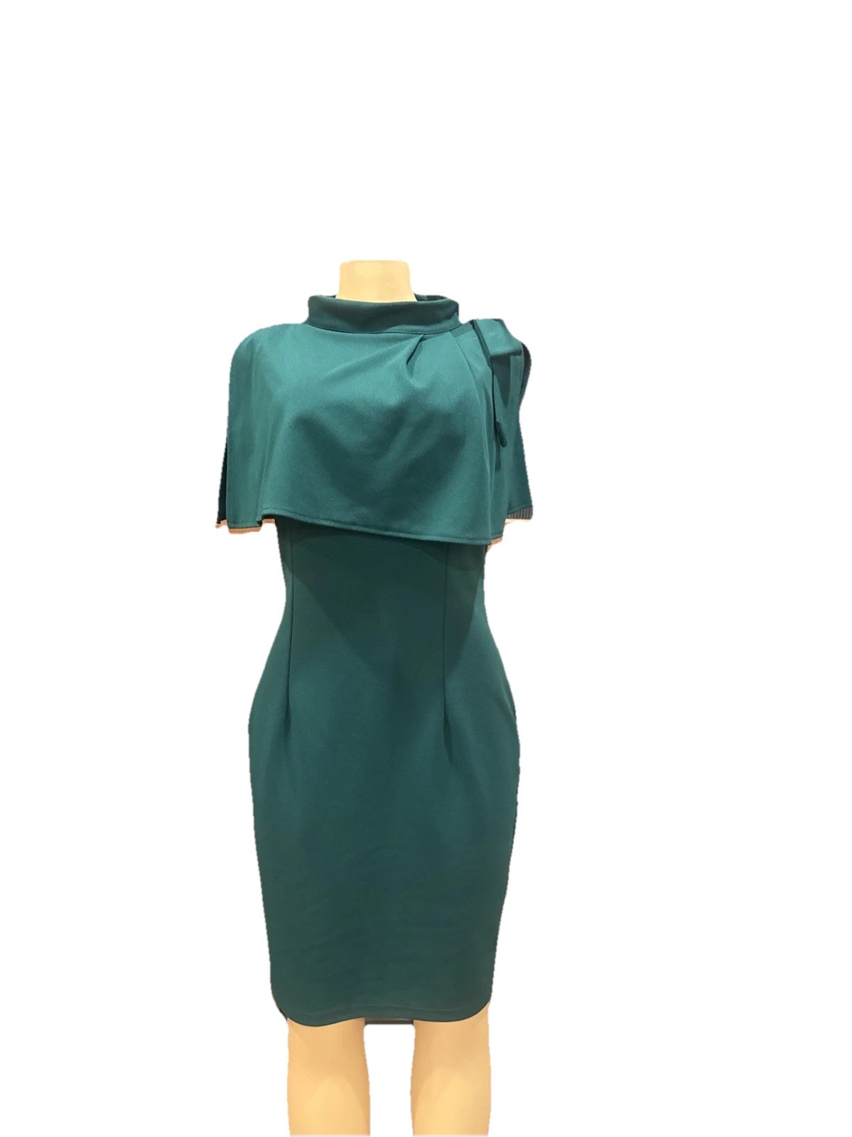 AISIZE Women’s Vintage 1940s Half CollarBatwing Cape Party Pencil Dress Size L ￼