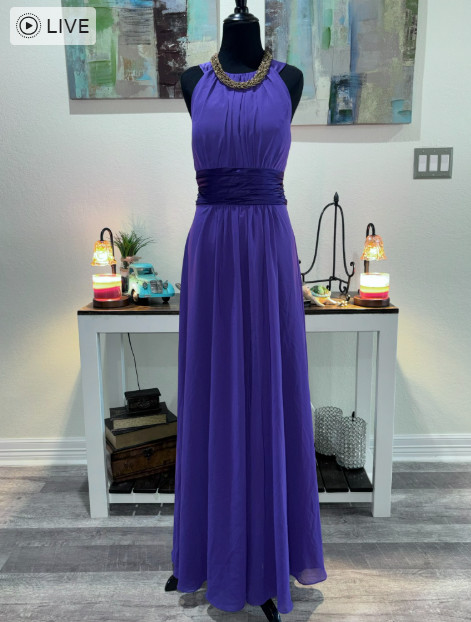 AW Bridal Brand New Dress, Halter Neck, Ankle Length, Indigo Color (Size 12 USA)