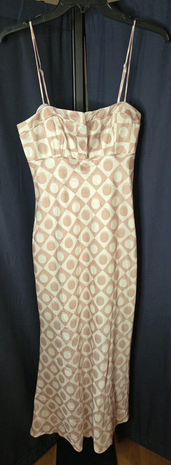 SELFIE LESLIE Lane Cove Cami Strap Sz S Maxi Dress Print Mocha NWT