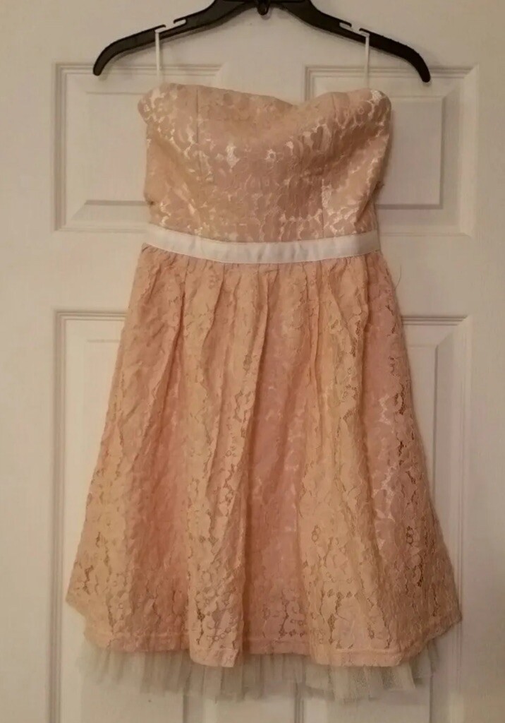 Strapless Beige Lace Ivory Lined Fairy Party Cocktail Dress Modcloth Alythea