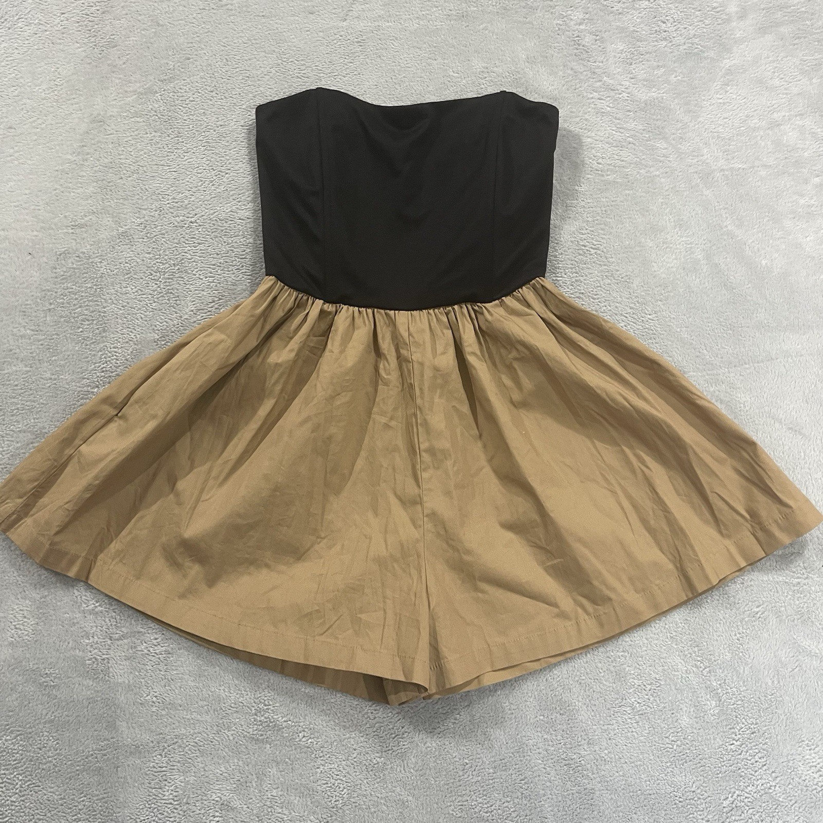 Lumiere Dress Women’s Small Tan Midi Sleeveless Two Tone Minimalist Chic