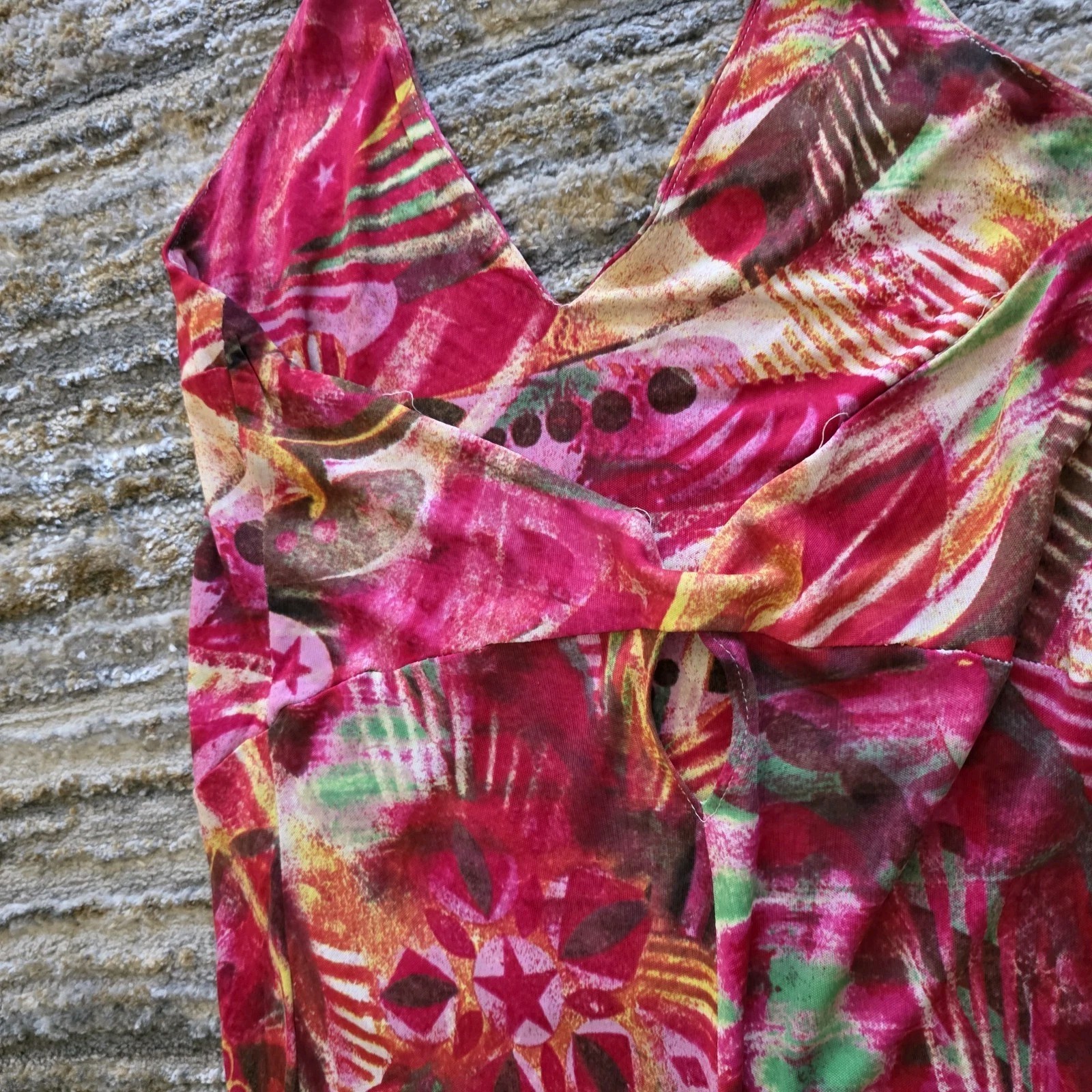 Versace JEANS COUTURE Halter Dress Y2k Vintage Summer Knee Length Hot Pink
