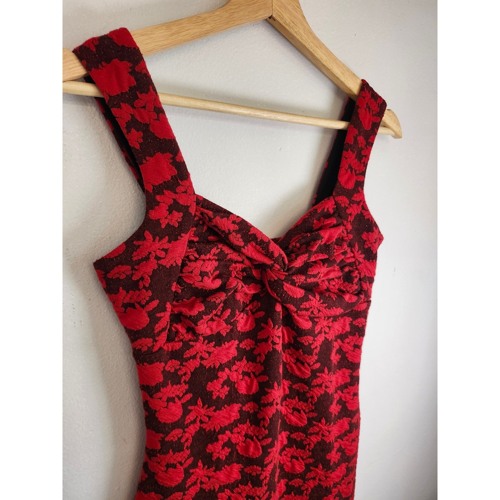 Candie’s Red & Black Floral Twist Front Bodycon Dress Size Small Y2K Party Goth