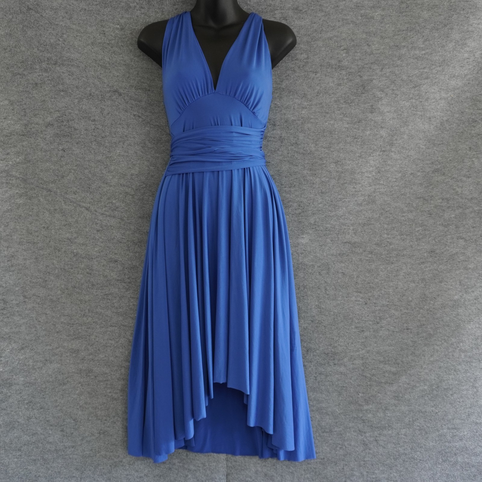 Georgiou Studio Vintage Y2K Infinity Dress Multiway Convertible Blue High Low SM