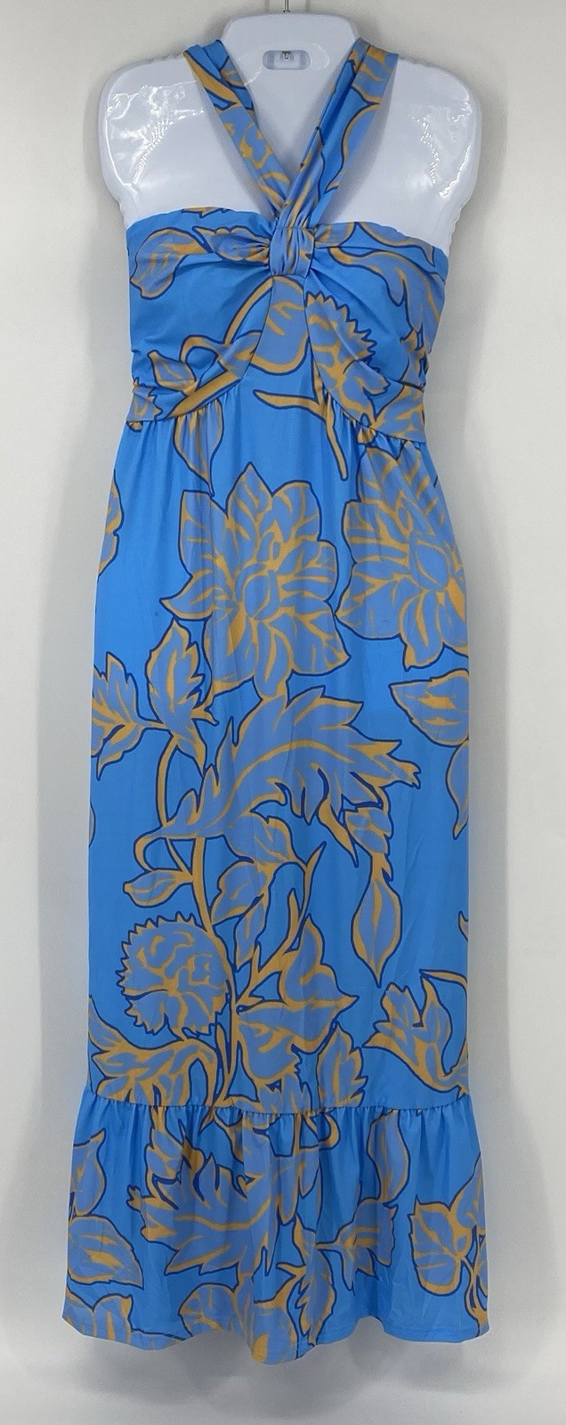 Grace karin blue abstract sleeveless maxi dress nwt size XL Ruffled Hem