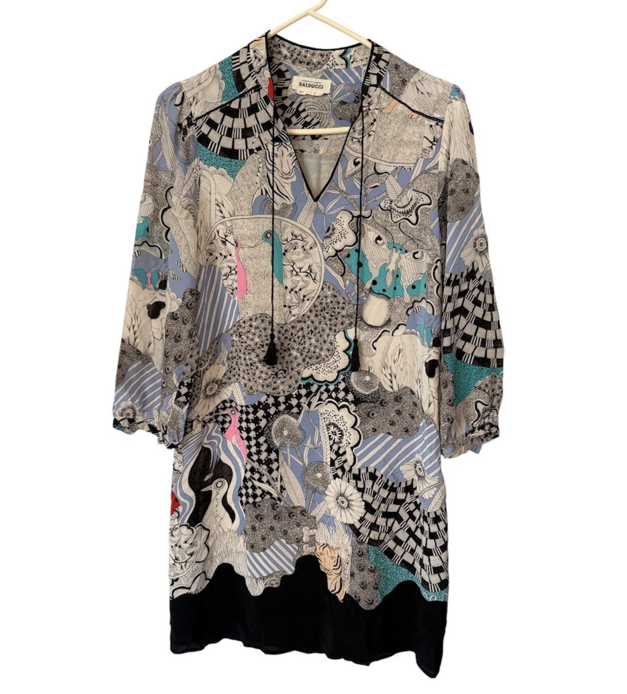 Anthropologie Drawing By Florence Balducci Cleo Silk Dress Abstract Print XS