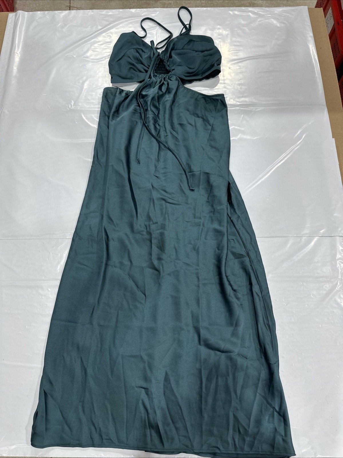Show Me Your Mumu Codie Cut Out Dress Women’s Large Green Smocked Back CEB606