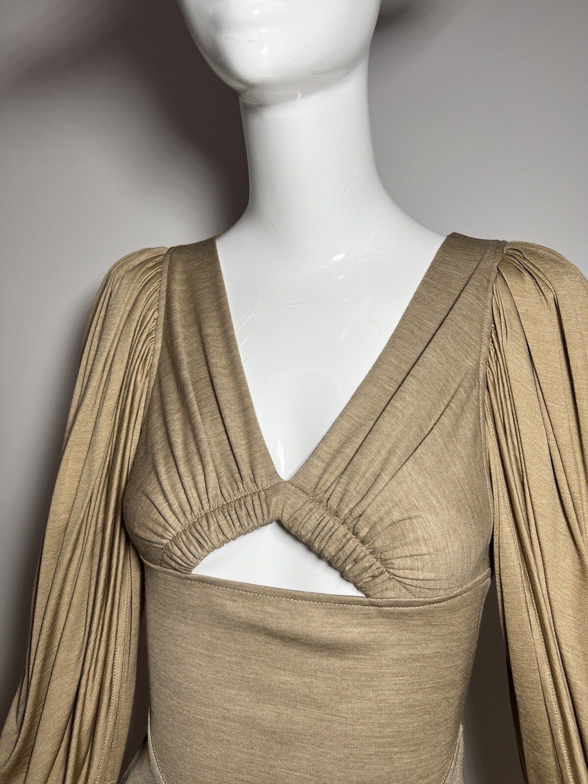 BURBERRY Cutout Gathered Wool Silk Jersey Dress Size UK 2 NEW RRP £2500