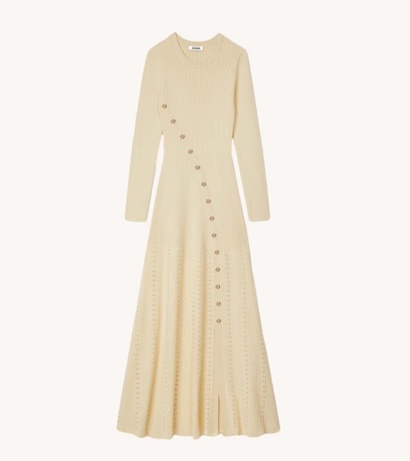 Sandro Solid color Split buckle Long sleeve Knitted dress for Women
