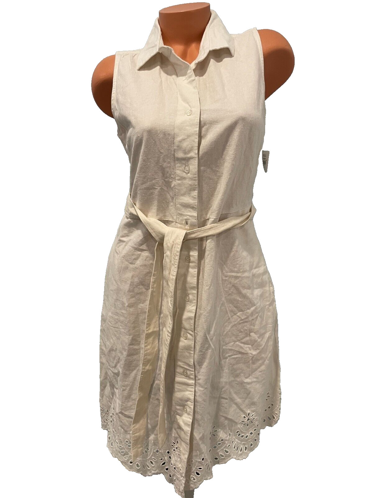 Old Navy Cream Color Linen Summer Nautical Dress Womens Size S NWT