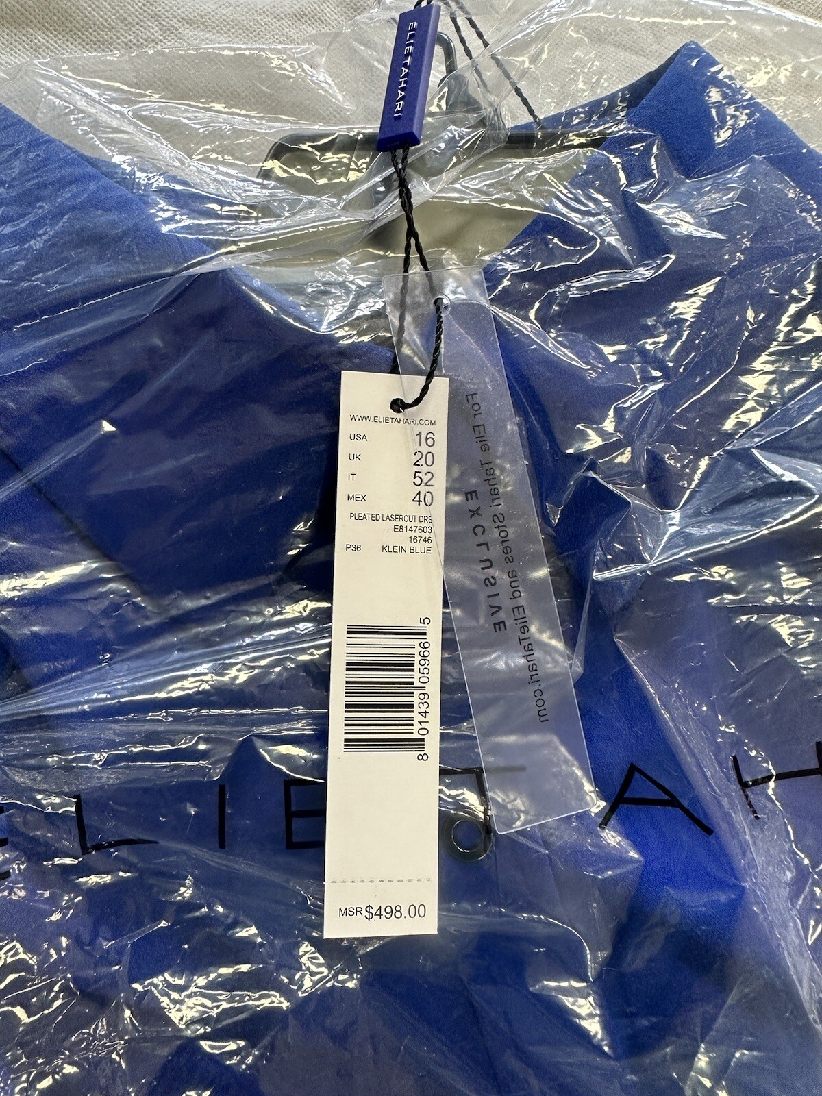 New Elie Tahari Pleated Laser Cut Midi Dress E8147603 Klein Blue – Women’s 16 XL