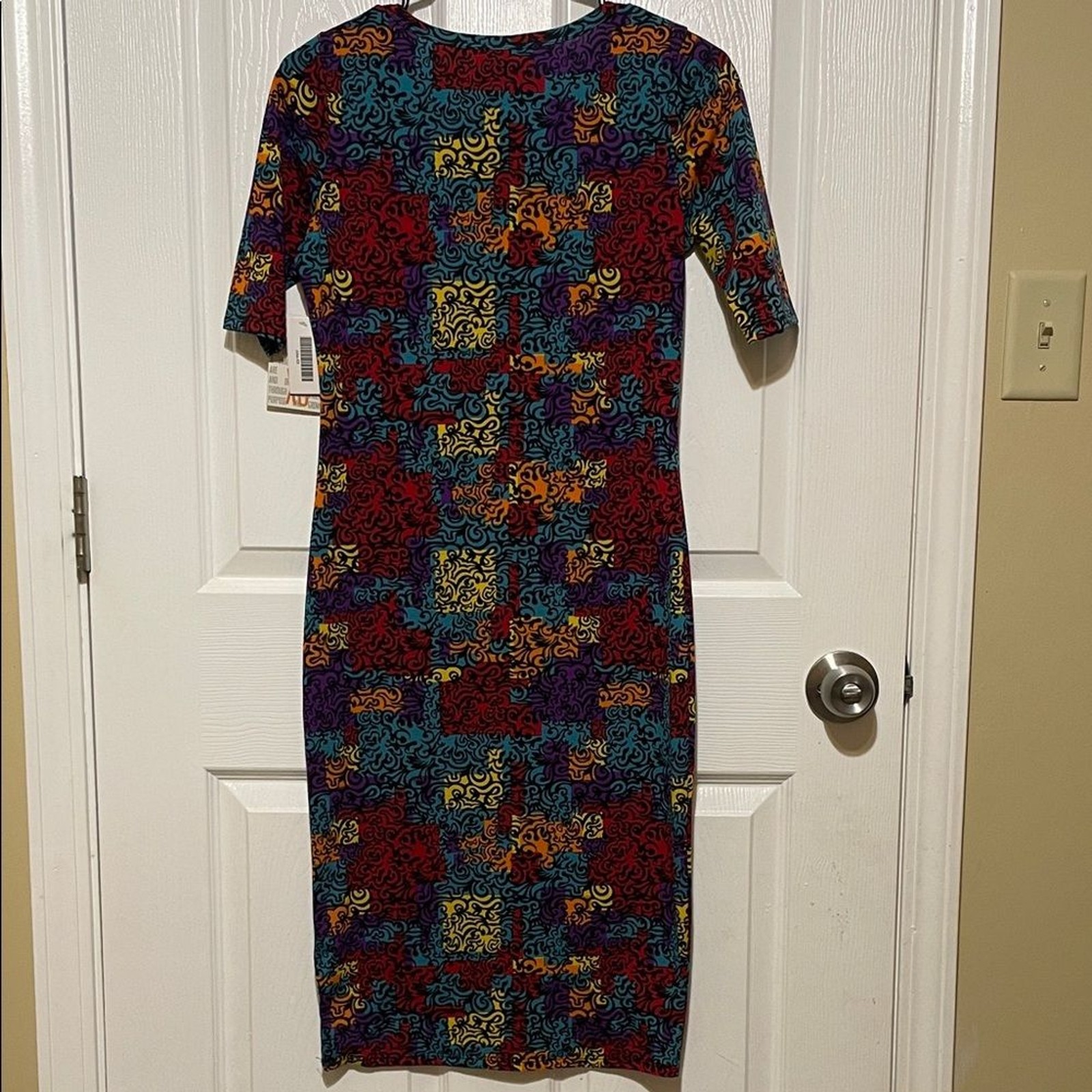 LuLaRoe Julia Form Fitting Abstract Design Midi Dress Size XS