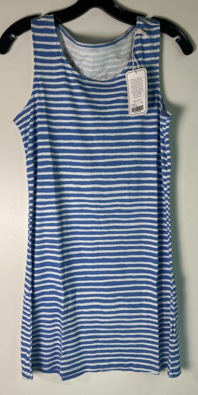 HIHO Women’s M Saba Knee-Length Tank Dress Chalk Stripe Marine Blue DR-SAB