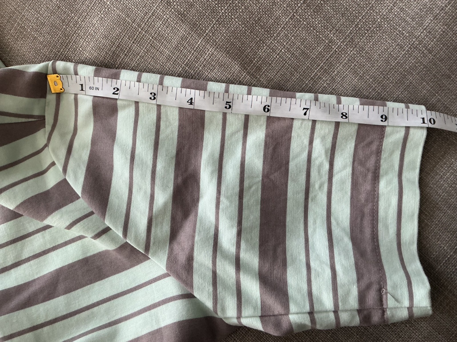 DE Collection Mint And Gray A Line Striped Dress Size Large w/ Pockets