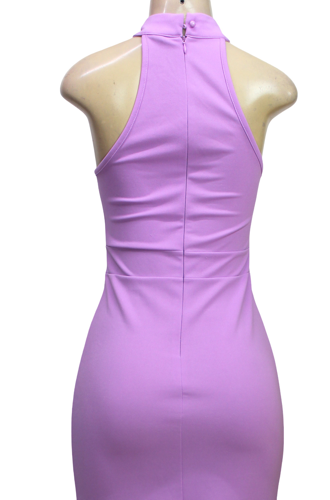 Merokeety Lilac Halter Neck Ruffle High Low Maxi Dress Size S