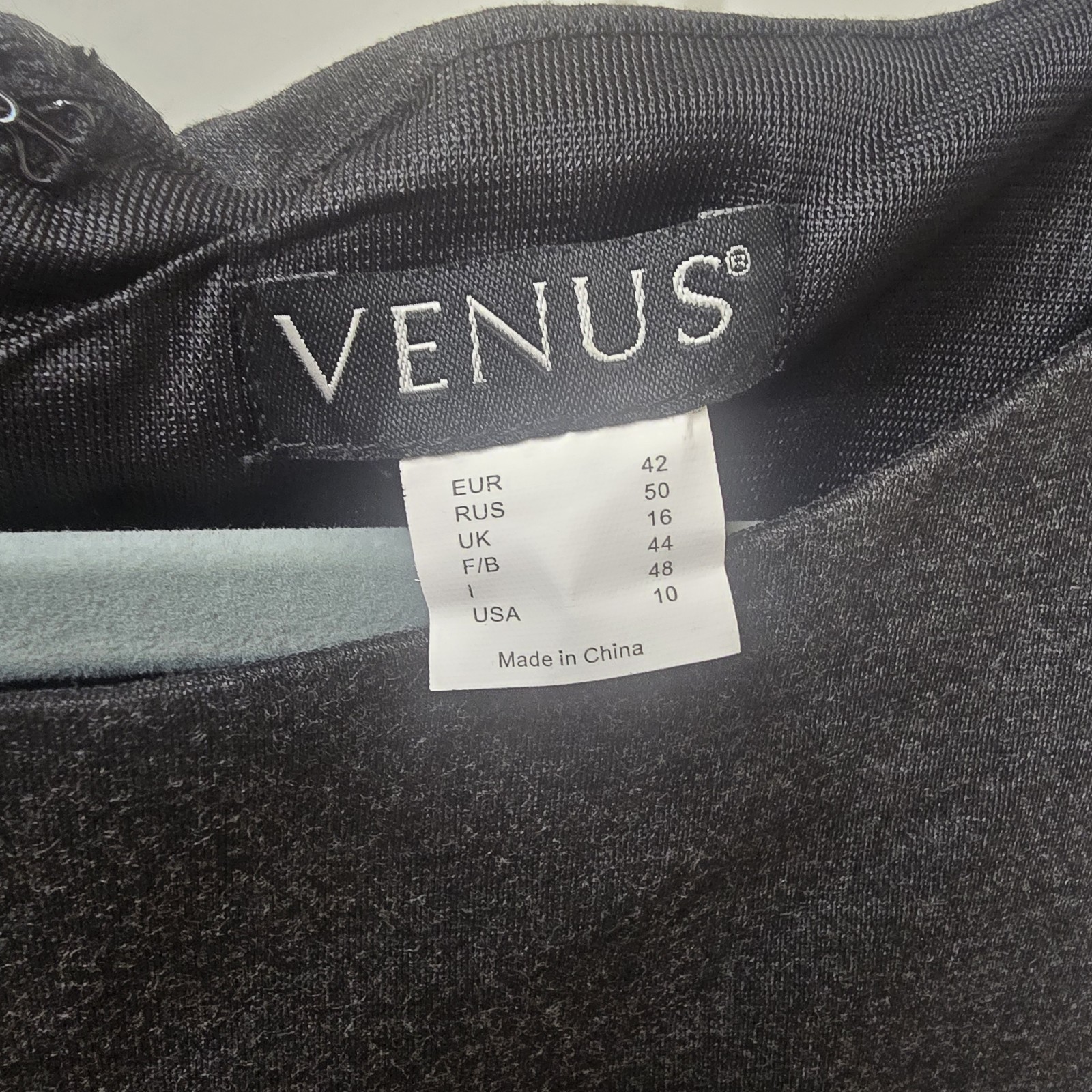 VENUS Sheath Knee-Length Dress Boat Neck 3/4 Sleeve Faux Leather Zip Sz 10