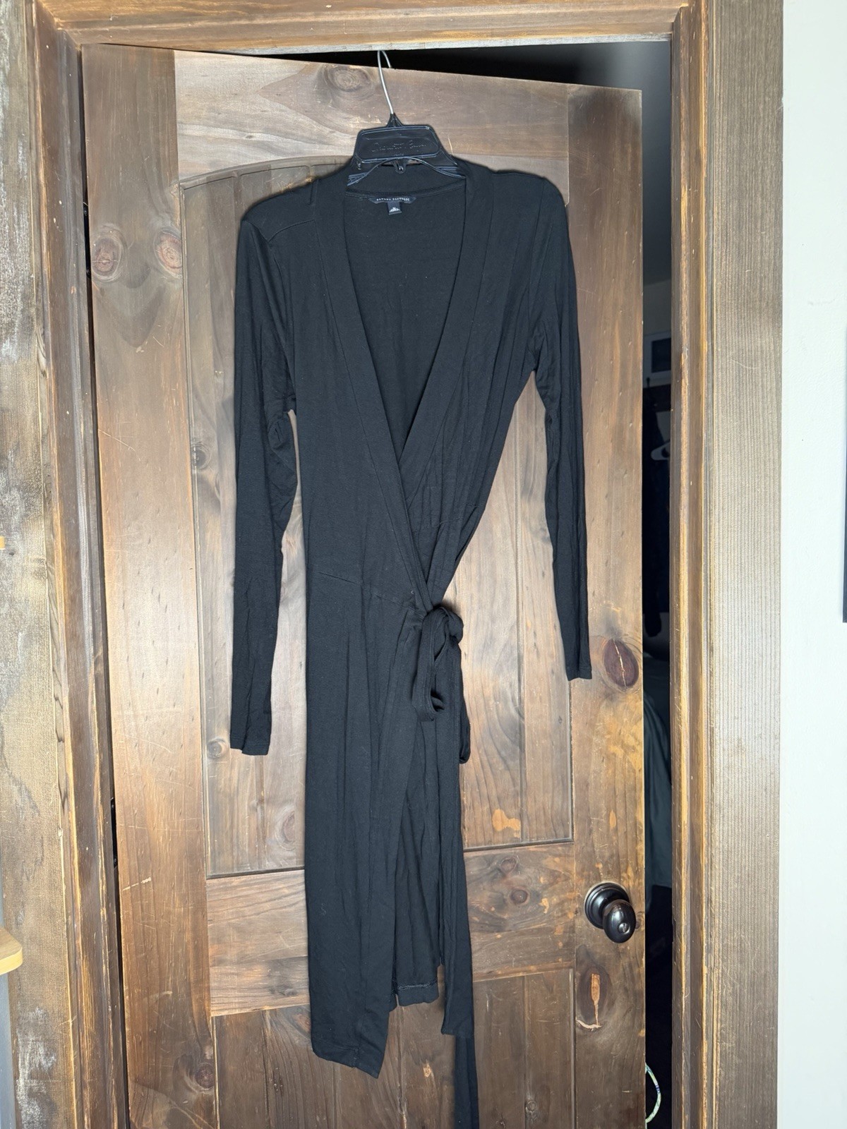 Banana Republic Womens Stretch Jersey True Wrap Dress Size M Black Classic Work