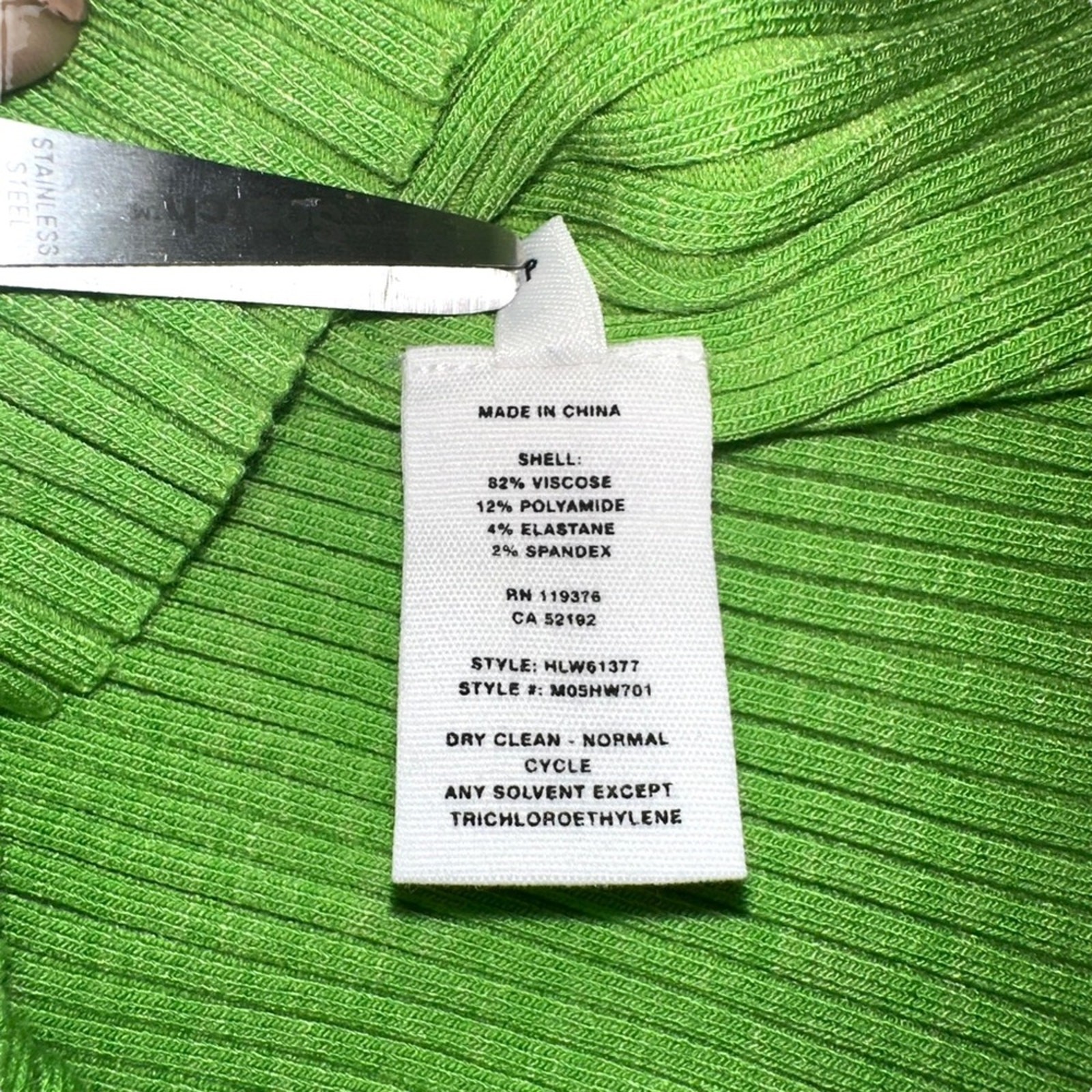 NWT Helmut Lang Marl Long Sleeve Ribbed Green Mini Dress in Lawn SMALL