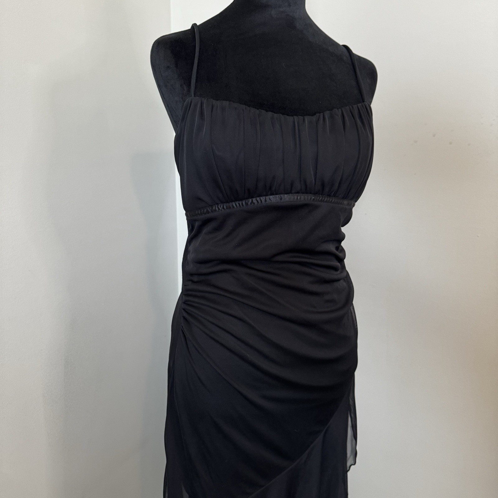 Vtg Ruby Rox Black Dress Whimsi Goth Grunge Size XL Juniors Stretchy 90s Y2K