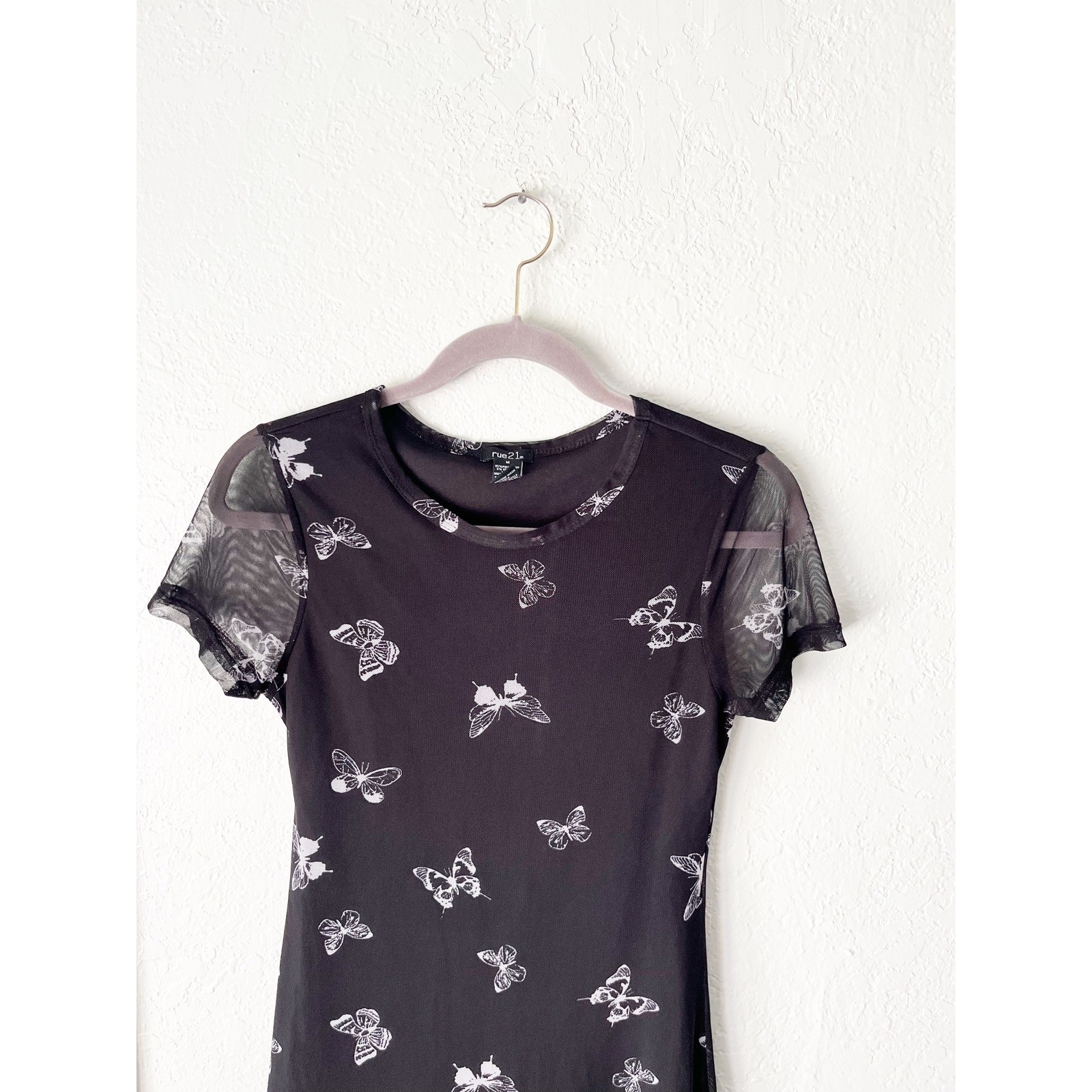 Rue21 Fairycore Mesh Overlay Butterfly Print Dress Size Medium Y2K Grunge