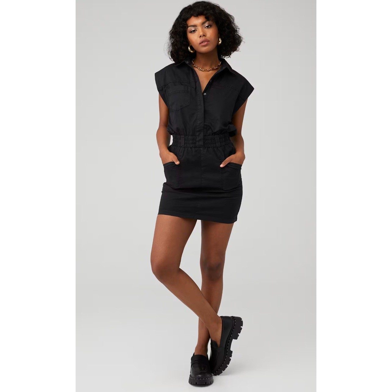 Pistola Rosie Utility Shirt Dress Mini Fade to Black NWT XXL Structured Stretch