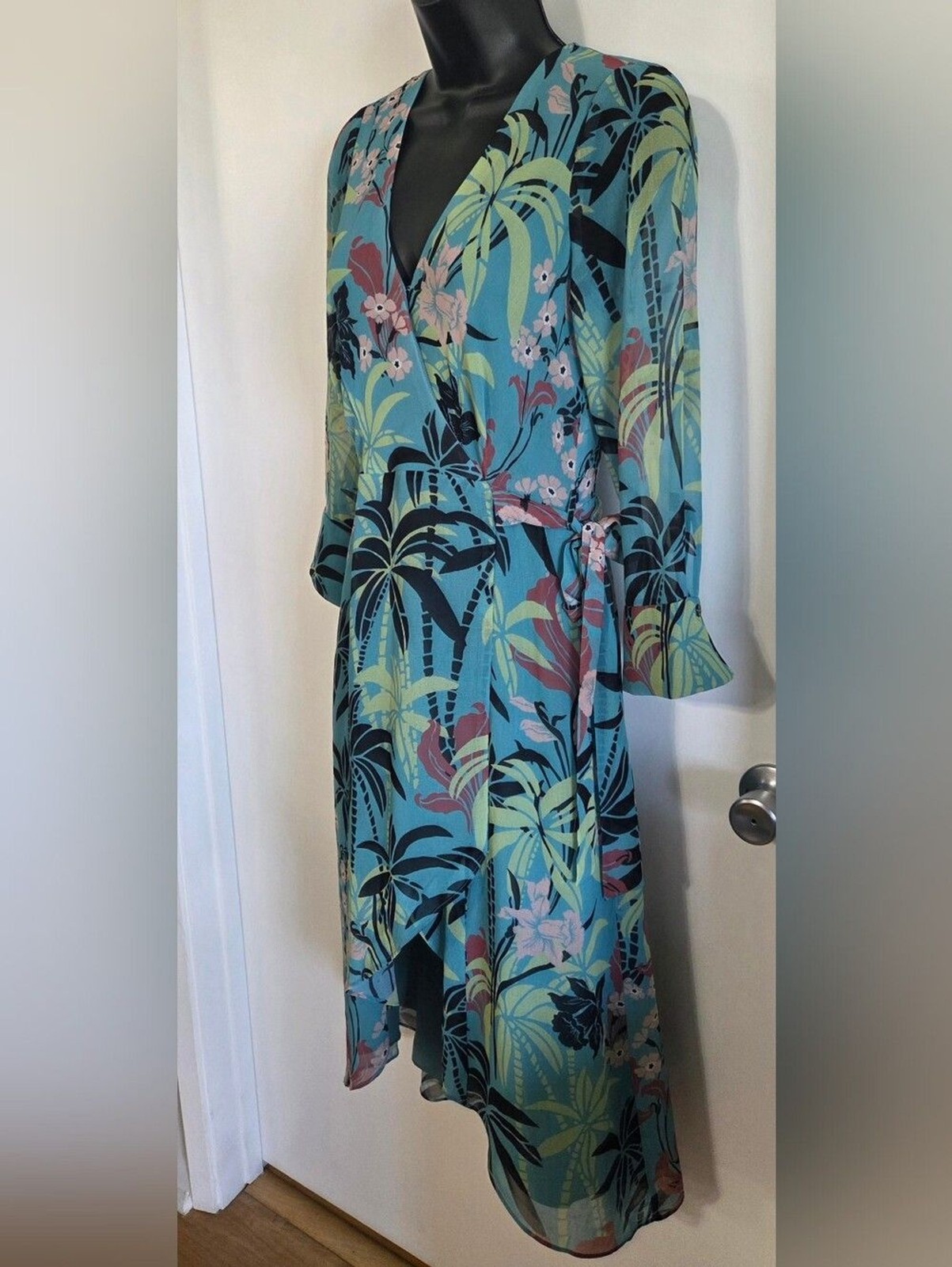 Bailey 44 Teal Abstract Asymmetrical Dress