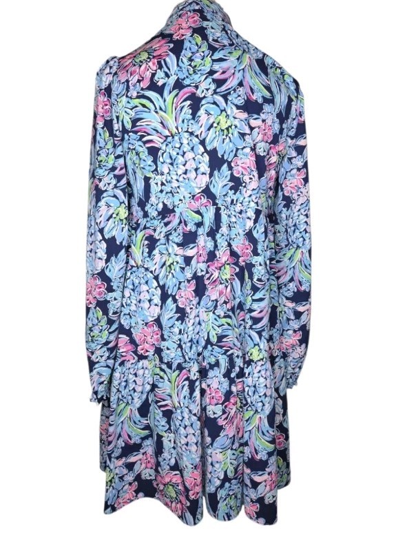 Lilly Pulitzer Winona Stretch Dress Navy Pineapple Paradise Size S