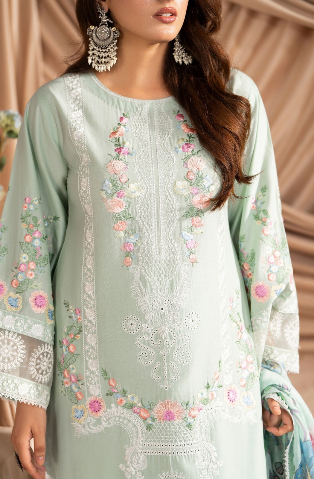 Karma Collection 3 Piece Stitched Embroidery Suit – KC-1583-Soft Green