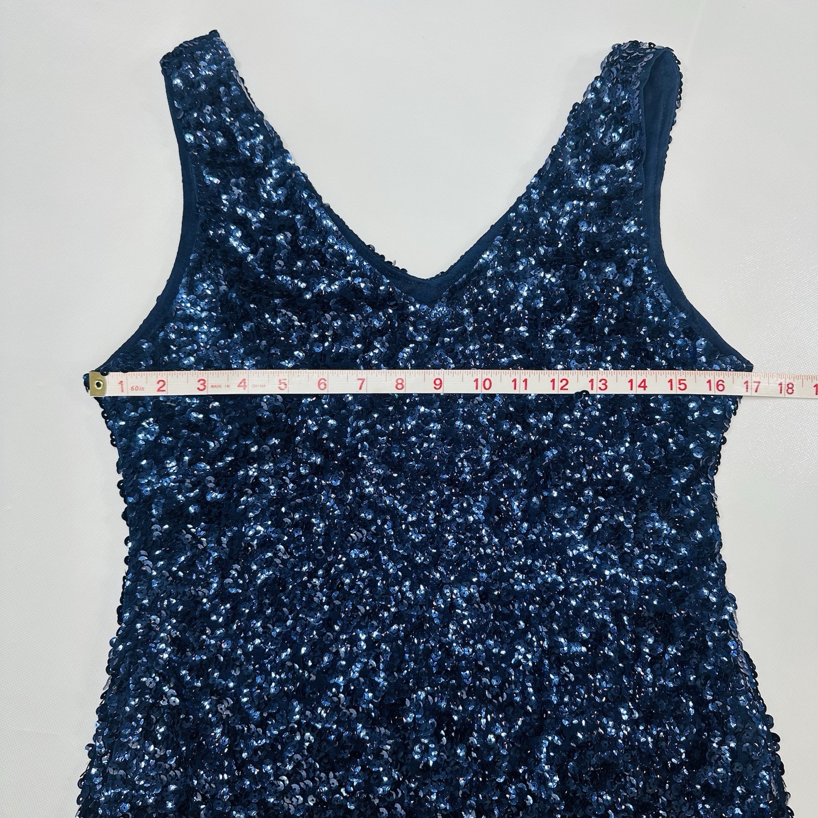 PrettyGuide Women’s Xl Navy Blue Sequin Sleeveless Cocktail Dress V Neck Party