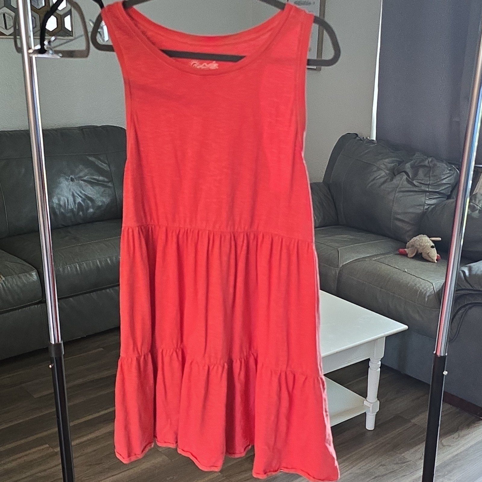 Southern Tide Red Knit Sleeveless Sundress L Round Neck Tiered 100% Cotton